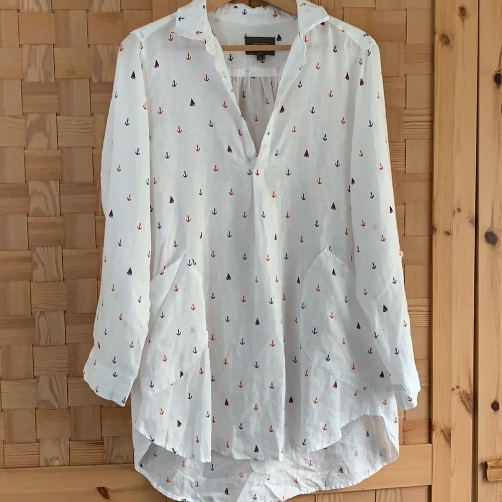 ForCynthia Linen Tunic/Swim cover up L